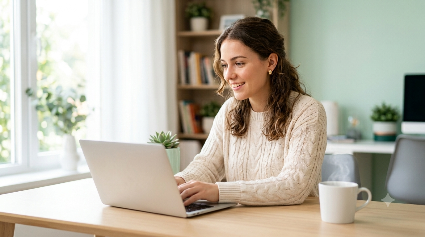 Student studying online CE course